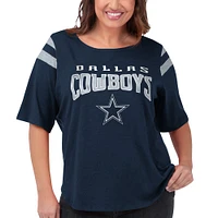 T-shirt à manches trois-quarts G-III 4Her par Carl Banks pour femmes, bleu marine, Dallas Cowboys, Linebacker, grande taille