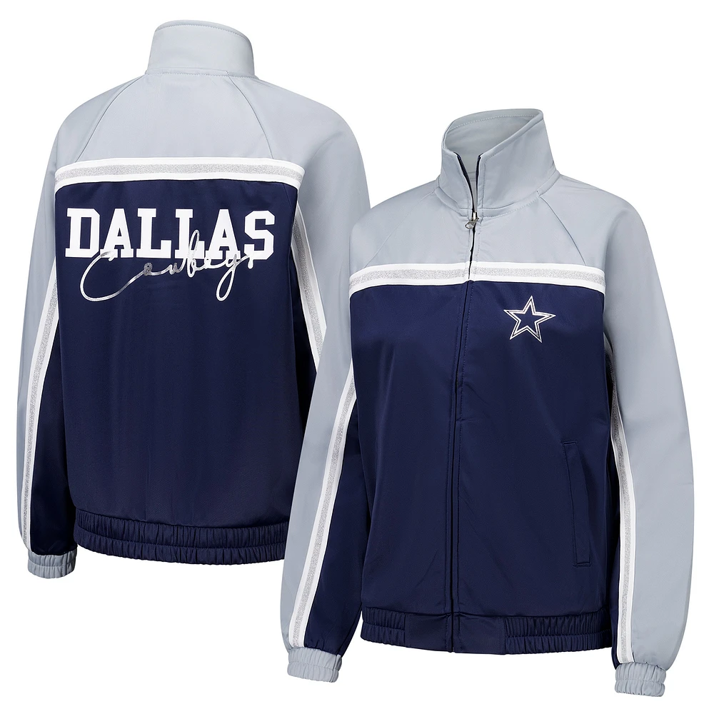 Veste de survêtement d'après-match entièrement zippée G-III 4Her by Carl Banks pour femme bleu marine des Dallas Cowboys