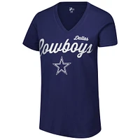 Women's G-III 4Her by Carl Banks Navy Dallas Cowboys Post Season V-Neck T-Shirt