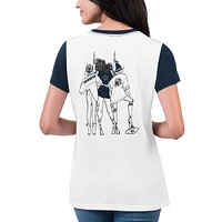 T-shirt G-III 4Her par Carl Banks pour femmes, blanc/bleu marine, illustration de mode des Cowboys Dallas