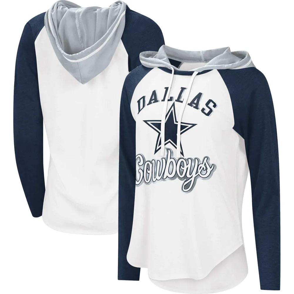 Sweat à capuche raglan MVP Dallas Cowboys G-III 4Her by Carl Banks pour femme - Blanc T-shirt manches longues