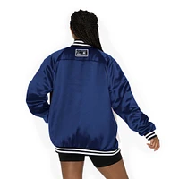 Women's Gameday Couture  Navy/White Dallas Cowboys Oversized Hot Shot Rhinestone Throwback Full-Snap Varsity Bomber Jacket