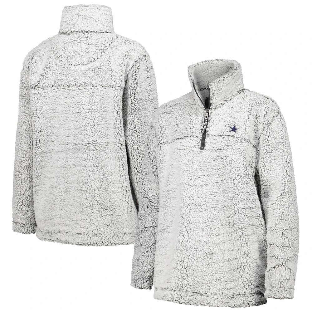 Veste grise à quart de zip en sherpa des Dallas Cowboys pour femme