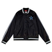 Veste à boutons-pression en satin noir Dallas Cowboys Mitchell & Ness pour femme