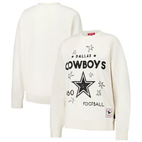 Women's Mitchell & Ness Cream Dallas Cowboys Lightweight 3.0 Logo Pullover Sweatshirt