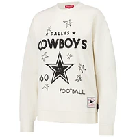 Sweat-shirt léger à logo 3.0 pour femme Mitchell & Ness crème Dallas Cowboys