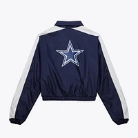 Veste zippée en nylon bleu marine Dallas Cowboys pour femme Mitchell & Ness