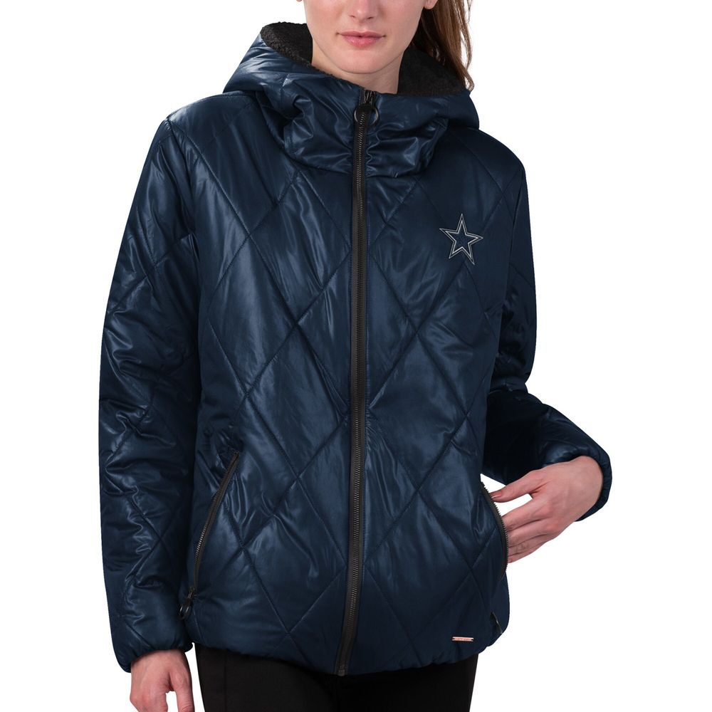 Dallas Cowboys MSX by Michael Strahan Women's Charlotte Full-Zip Hoodie  Puffer Jacket - Navy