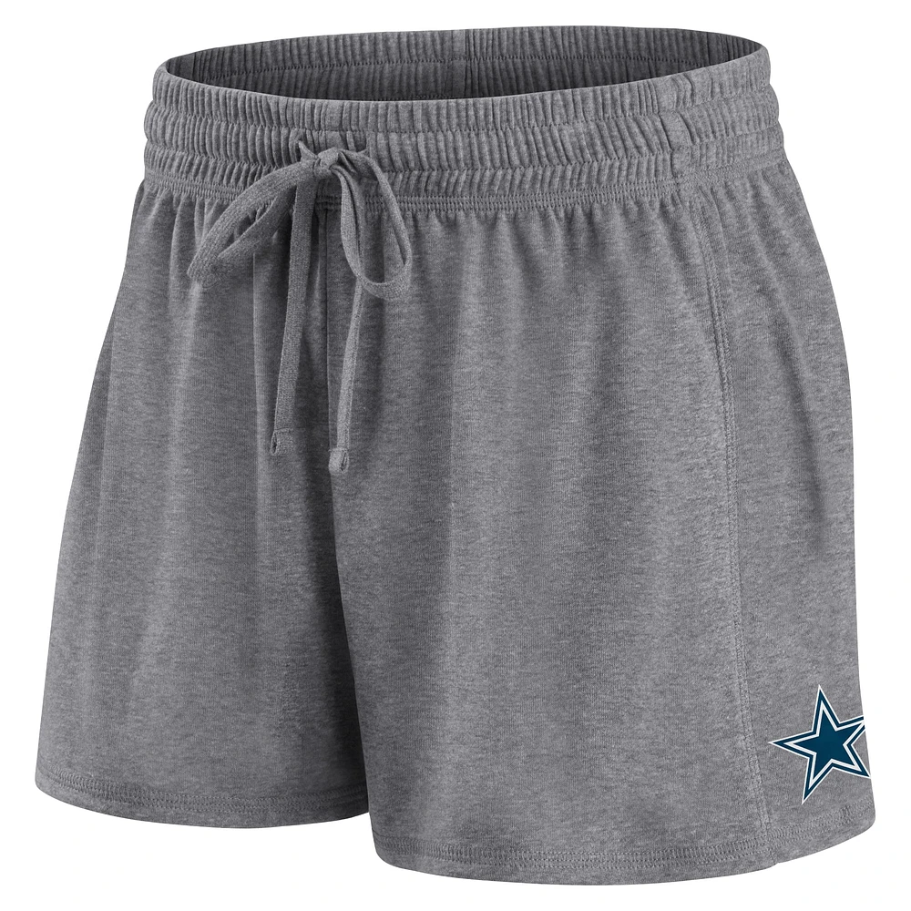 Women's  Navy/Heather Charcoal Dallas Cowboys Script T-Shirt & Shorts Lounge Set