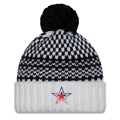 Bonnet en tricot à pompon à revers NFL Crucial Catch des Dallas Cowboys 2023 New Era noir/blanc pour femme