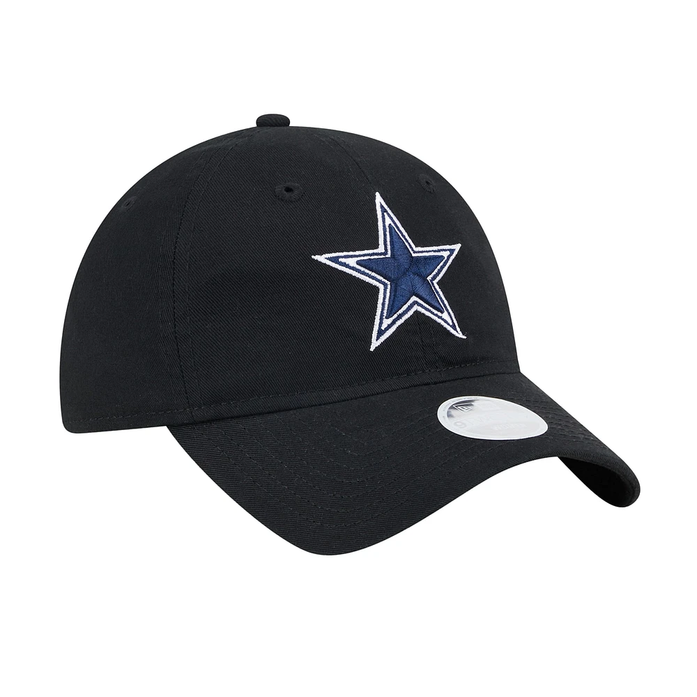 Casquette ajustable Main 9TWENTY Dallas Cowboys noire New Era pour femme