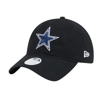 Casquette ajustable Main 9TWENTY Dallas Cowboys noire New Era pour femme