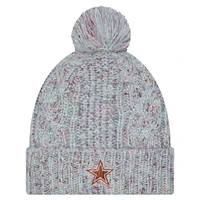 Bonnet en tricot à revers tendance bleu Dallas Cowboys New Era pour femme avec pompon