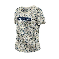 Women's New Era Cream Dallas Cowboys Glam Game Floral T-Shirt