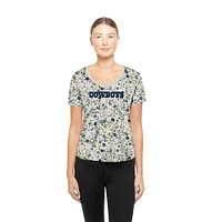 Women's New Era Cream Dallas Cowboys Glam Game Floral T-Shirt