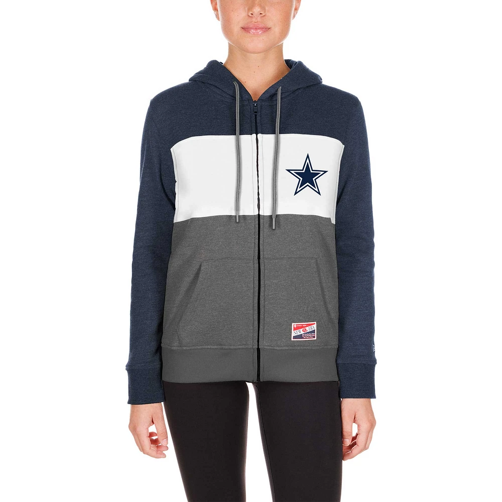 Sweat à capuche entièrement zippé gris Dallas Cowboys New Era pour femme