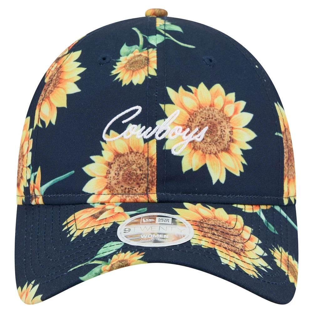 Women's New Era Navy Dallas Cowboys Adventure Sunflower 9TWENTY Adjustable Hat