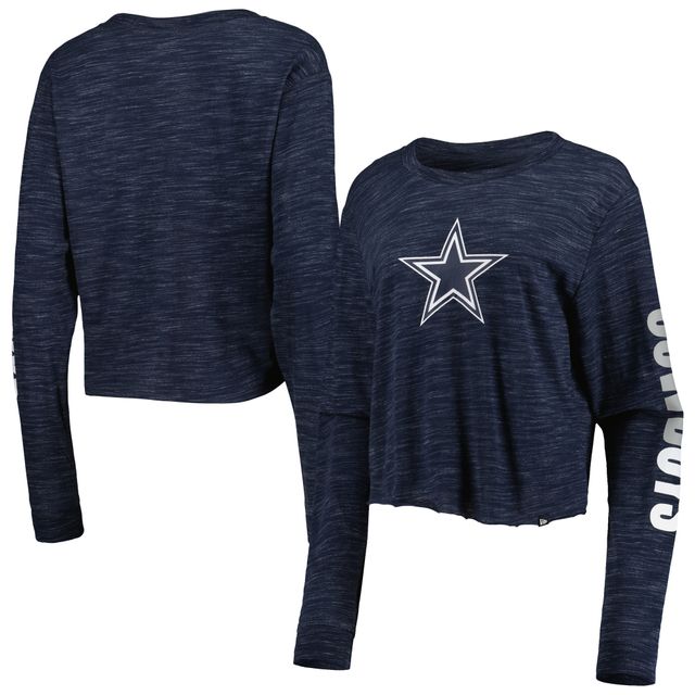 Cowboys White Long Sleeve Crop Top Football Dallas Cowboys 