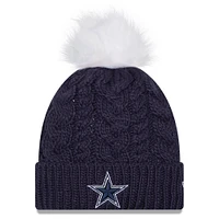 Women's New Era  Navy Dallas Cowboys Cuffed Knit Hat with Pom