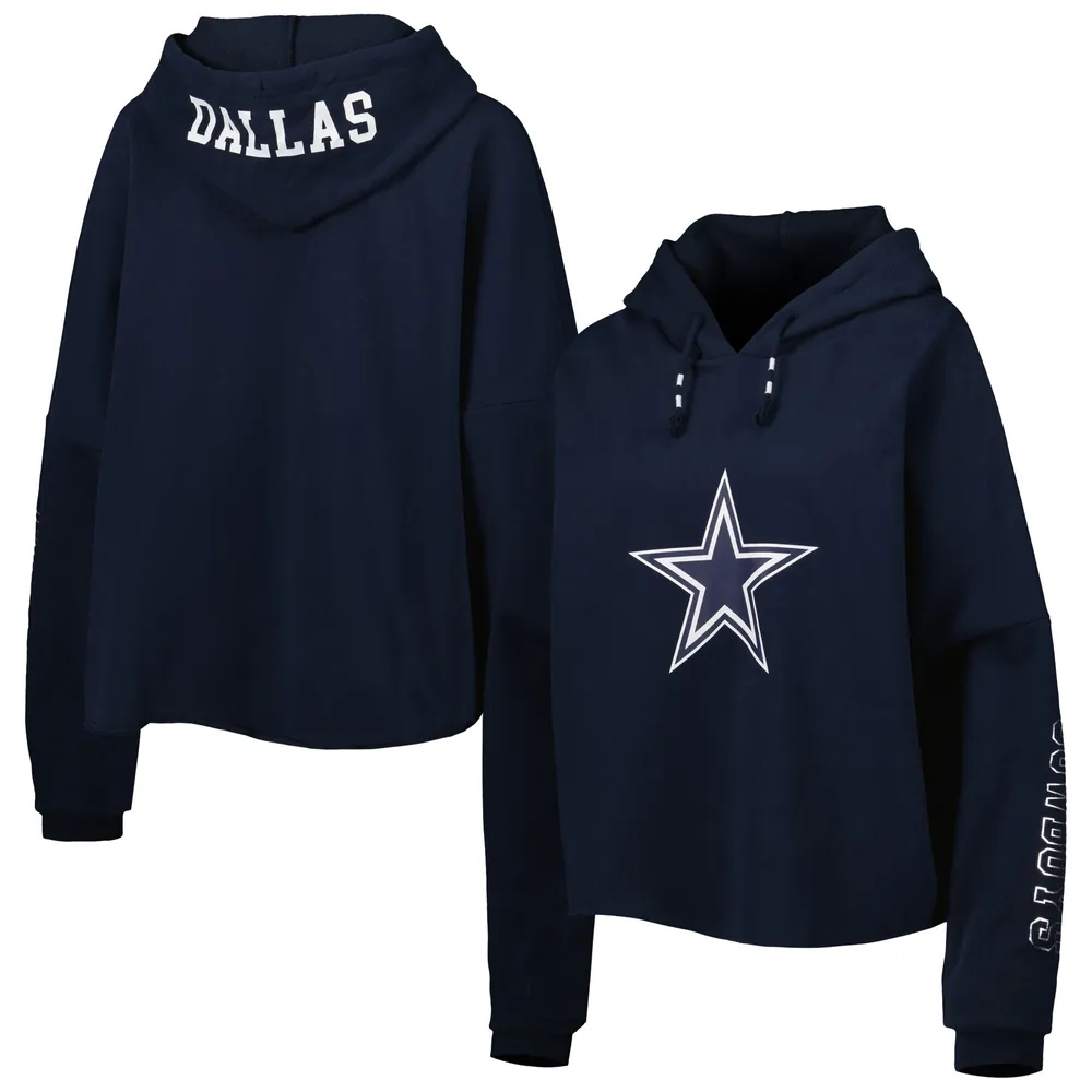 Dallas Cowboys New Era Women's Cloud Dye Fleece Pullover Hoodie - Navy