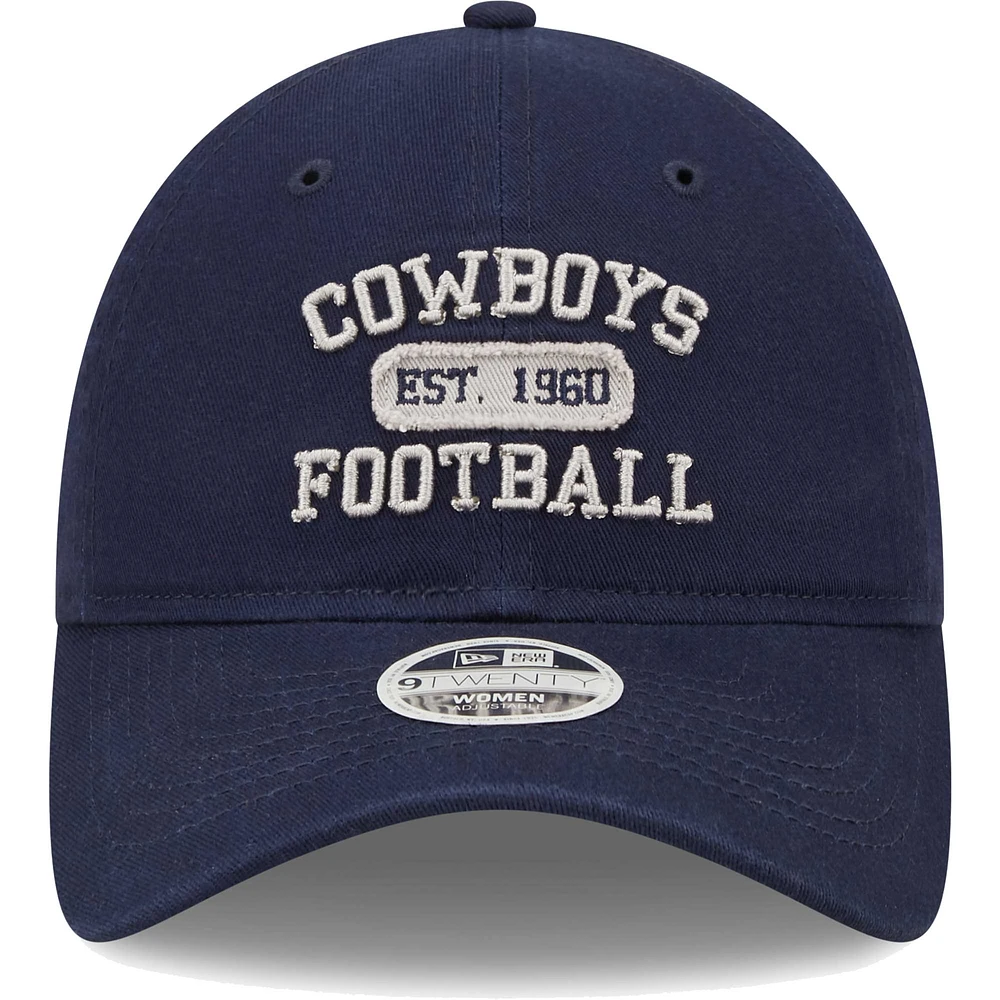 Casquette réglable New Era Dallas Cowboys Formed 9TWENTY pour femme, bleu marine