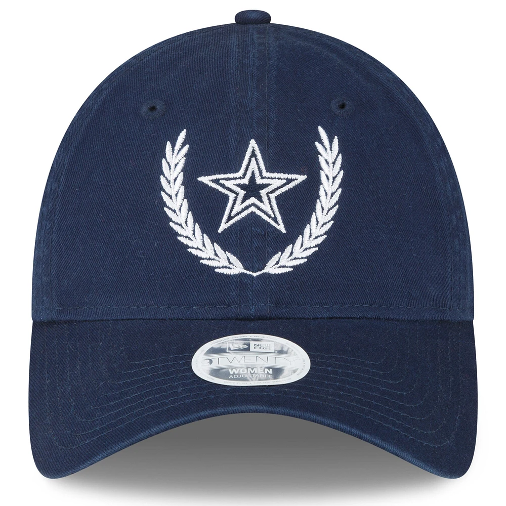 Women's New Era Navy Dallas Cowboys Leaves 9TWENTY Adjustable Hat