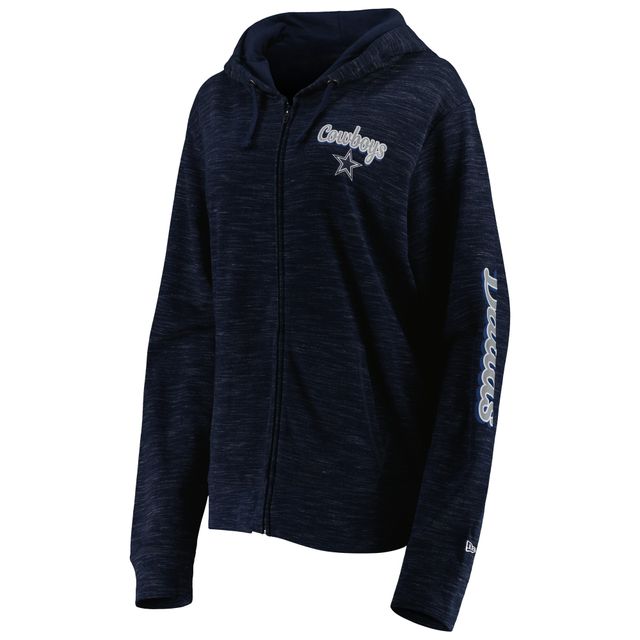 Sweat à capuche et fermeture éclair intégrale Dallas Cowboys New Era bleu marine pour femme