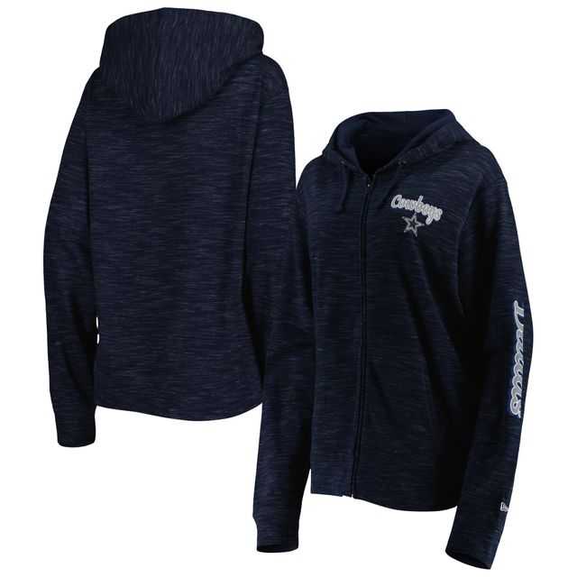 Sweat à capuche et fermeture éclair intégrale Dallas Cowboys New Era bleu marine pour femme