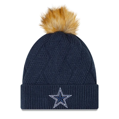 DCM COW NAVY NFL FEMME SNOWY CUFFED POM KNIT HATLADNIT