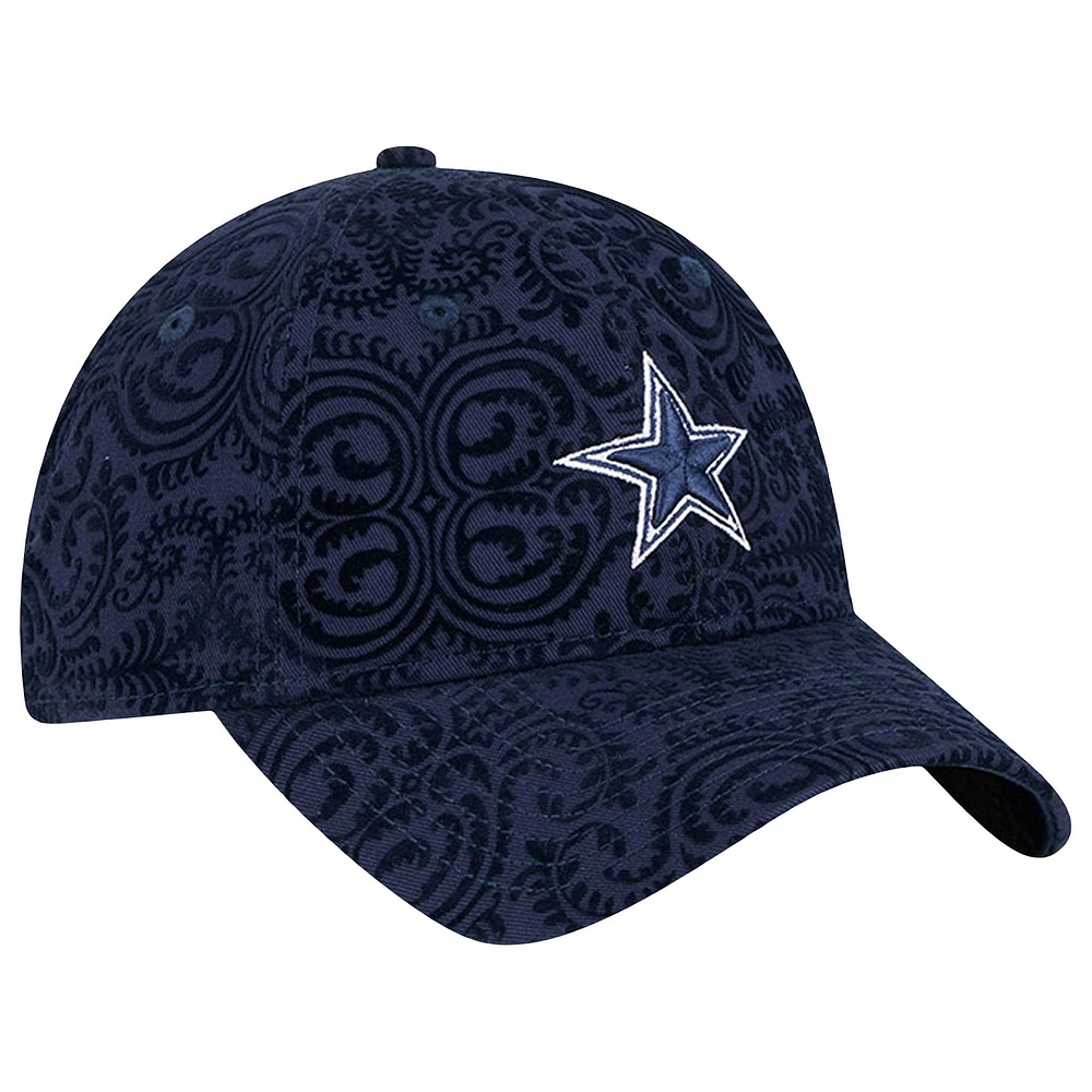 Women's New Era  Navy Dallas Cowboys Sport Night Flair 9TWENTY Adjustable Hat