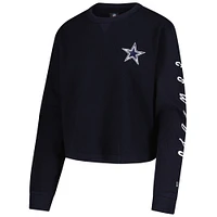 Women's New Era  Navy Dallas Cowboys Thermal Cropped Long Sleeve T-Shirt