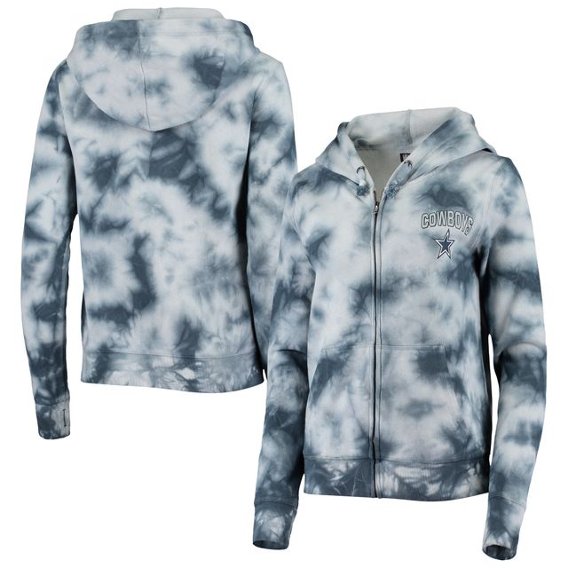 Sweat à capuche zippé en polaire tie-dye Dallas Cowboys New Era bleu marine pour femme