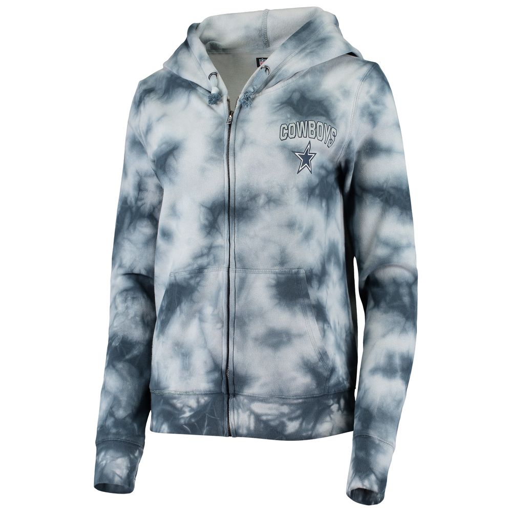 Women's New Era Navy Dallas Cowboys Tie Dye Fleece Full-Zip Hoodie