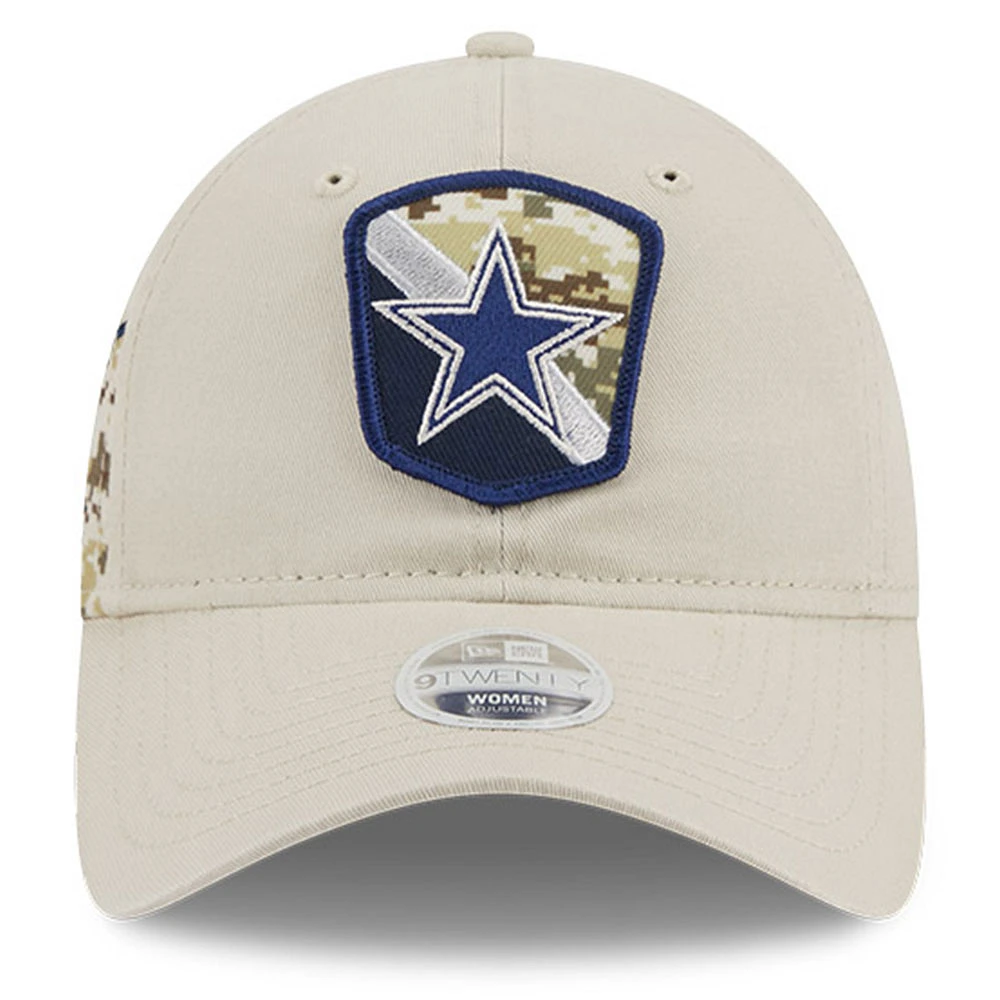 Women's New Era  Stone Dallas Cowboys 2023 Salute To Service 9TWENTY Adjustable Hat