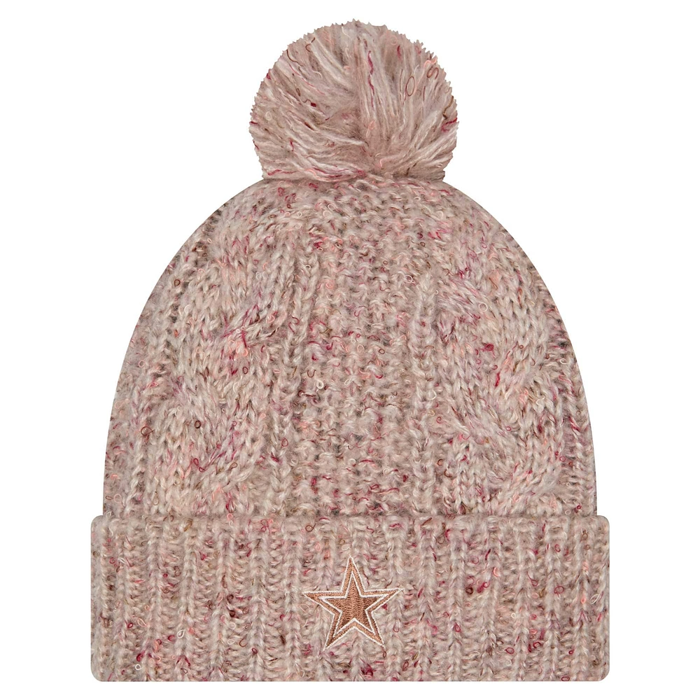 Bonnet tricoté à revers tendance avec pompon pour femme New Era Stone Dallas Cowboys