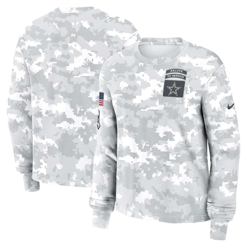 Women's Nike Arctic Camo Dallas Cowboys 2024 Salute To Service Performance Long Sleeve T-Shirt