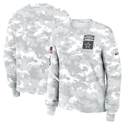Women's Nike Arctic Camo Dallas Cowboys 2024 Salute To Service Performance Long Sleeve T-Shirt