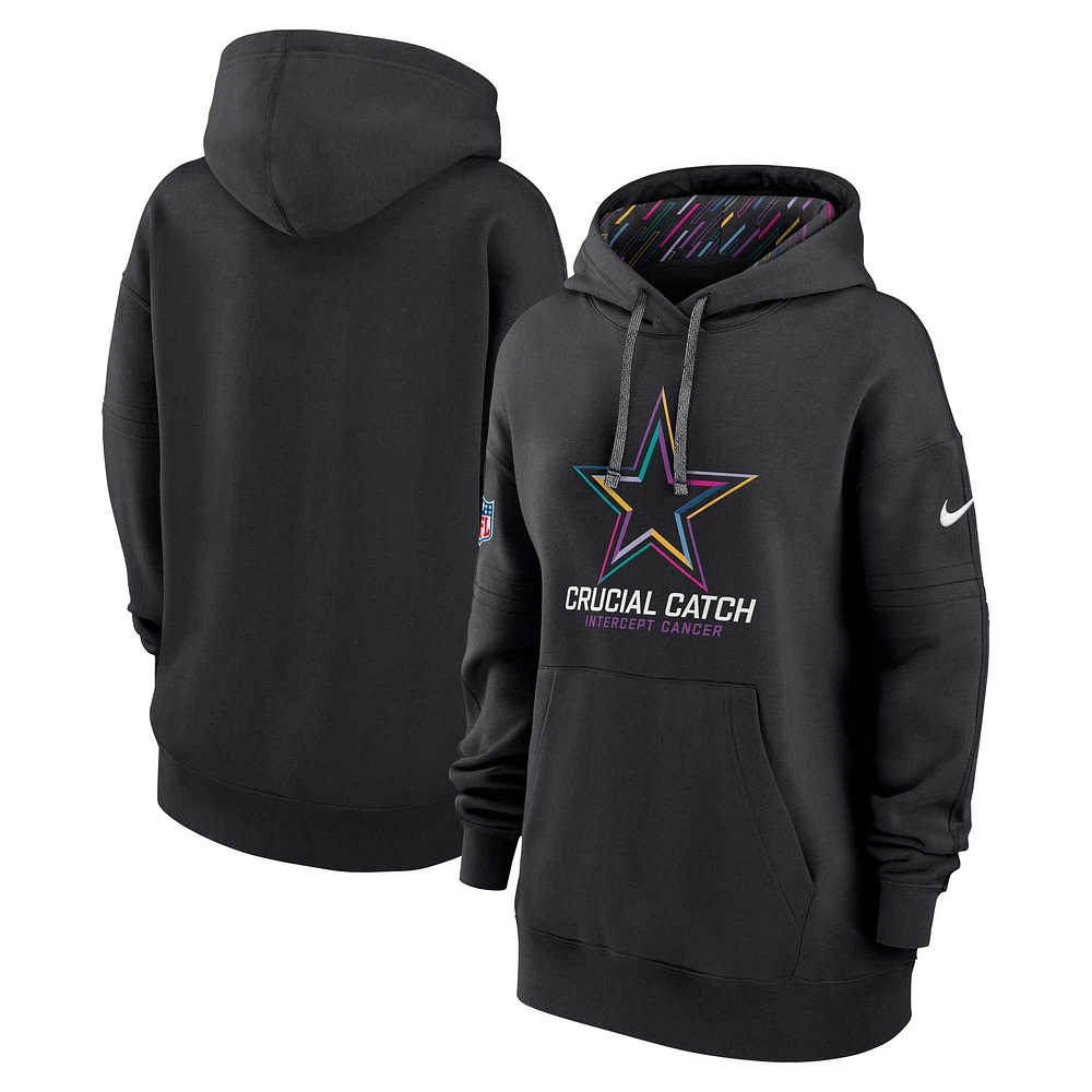 Women's Nike  Black Dallas Cowboys 2024 NFL Crucial Catch Club Pullover Hoodie