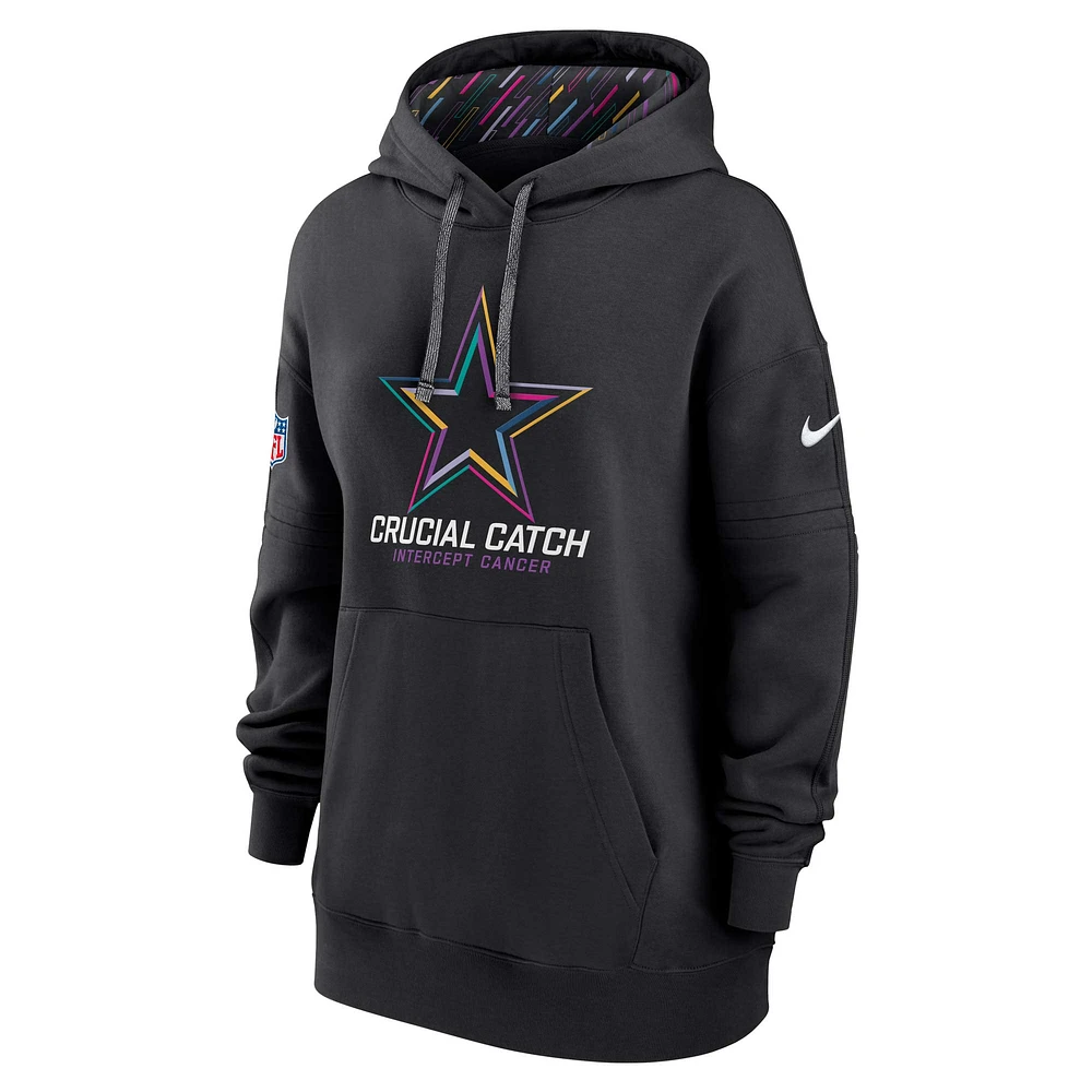 Women's Nike  Black Dallas Cowboys 2024 NFL Crucial Catch Club Pullover Hoodie