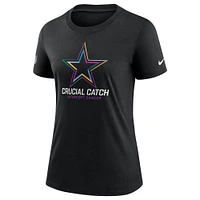 T-shirt Nike noir Dallas Cowboys 2024 NFL Crucial Catch Tri-Blend pour femme