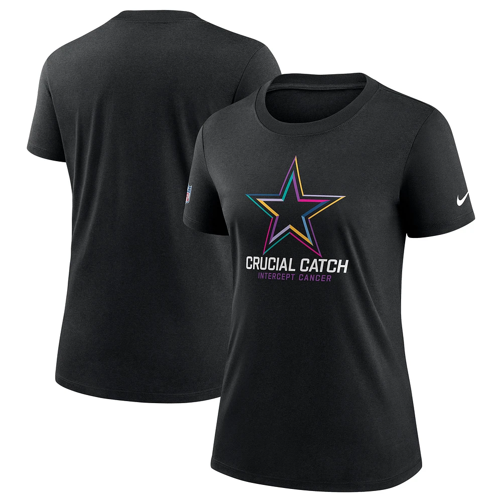 T-shirt Nike noir Dallas Cowboys 2024 NFL Crucial Catch Tri-Blend pour femme