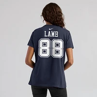 T-shirt avec nom et numéro du joueur des Dallas Cowboys Nike CeeDee Lamb pour femme, bleu marine