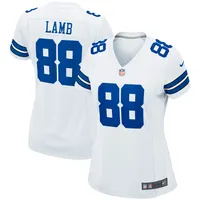 Cowboys CeeDee Lamb Signed White Color Rush Nike Game Jersey Fanatics