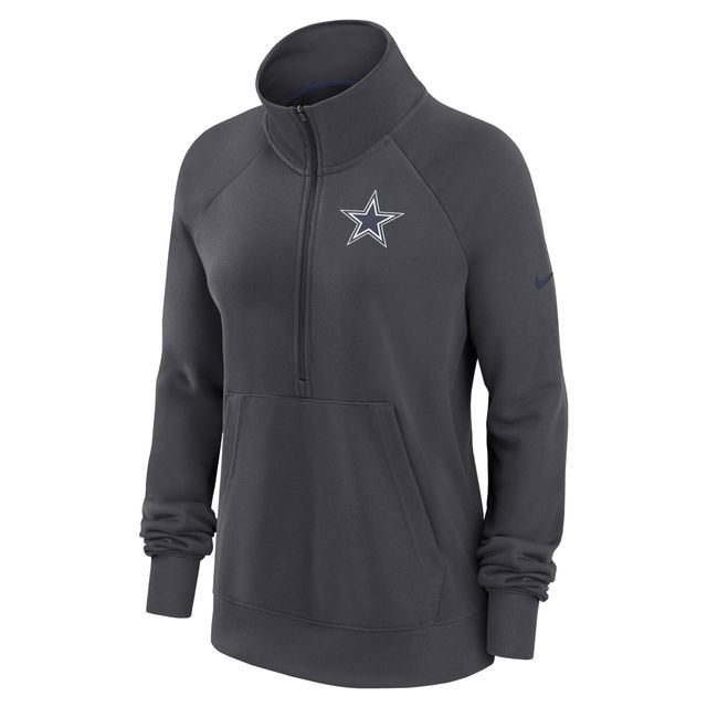 Sweat-shirt à demi-fermeture éclair pour femme Nike Dallas Cowboys Premium Raglan Performance gris anthracite