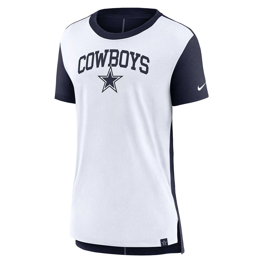 Women's Nike Cream/Navy Dallas Cowboys Wordmark Tri-Blend T-Shirt