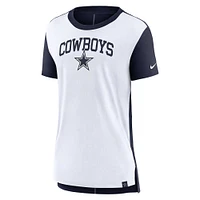 T-shirt triple mélange Nike crème/marine Dallas Cowboys Wordmark pour femme