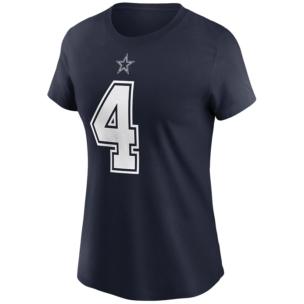 Women's Nike Dak Prescott Navy Dallas Cowboys Name & Number T-Shirt