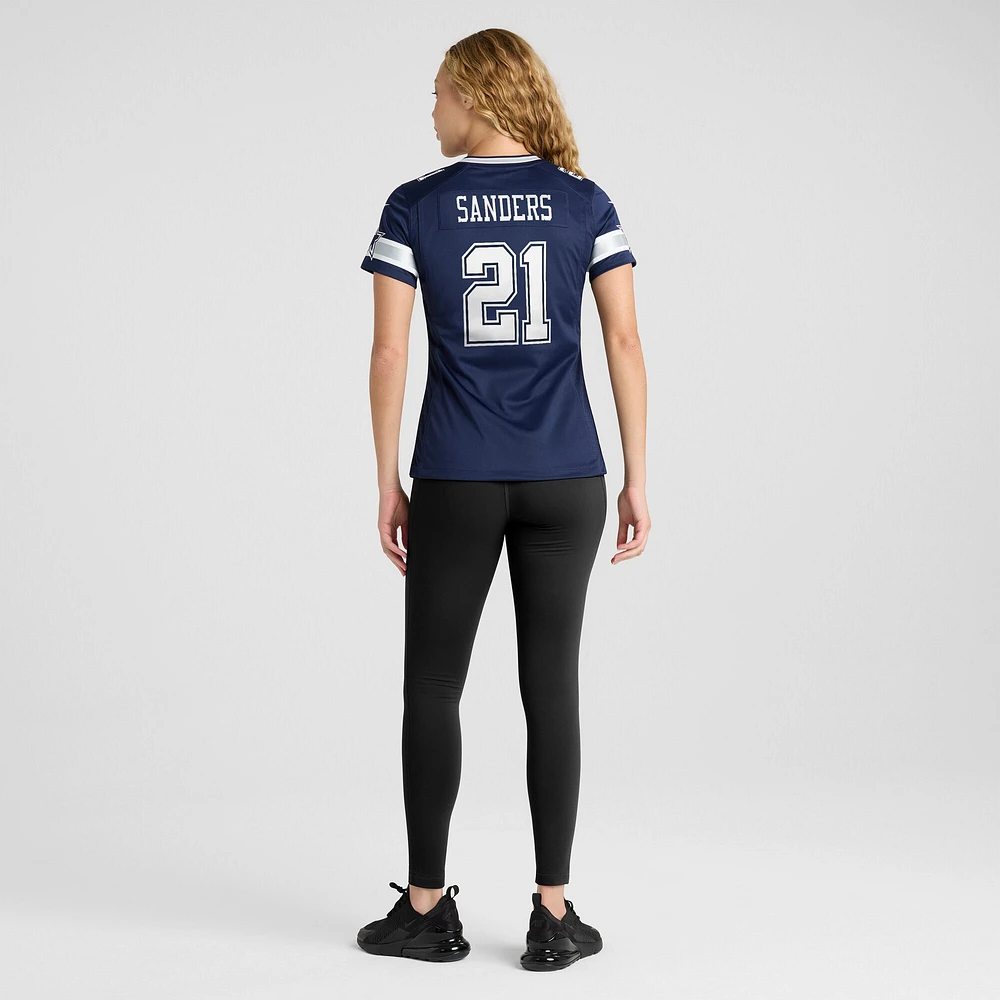 Maillot de jeu Nike Deion Sanders bleu marine pour femme des Dallas Cowboys, joueur retraité l'équipe