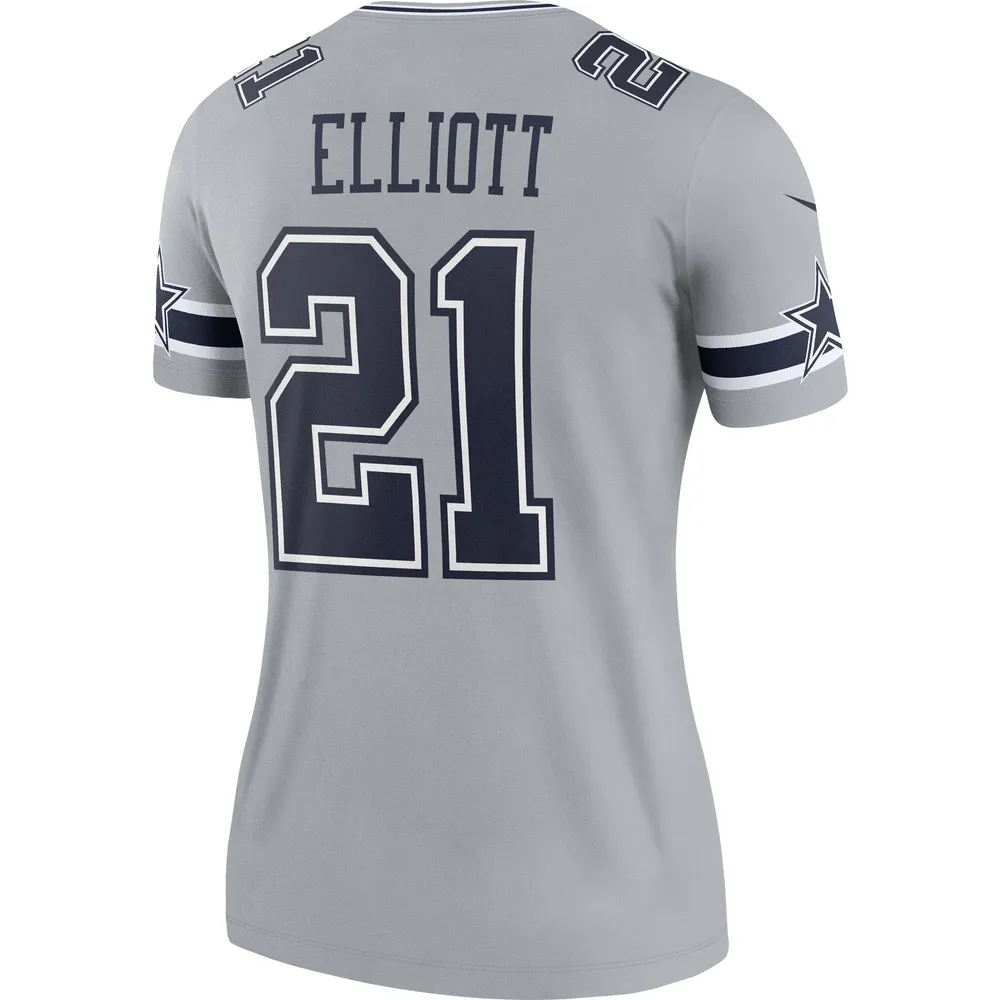 Nike Women's Nike Ezekiel Elliott Gray Dallas Cowboys Inverted Legend Jersey