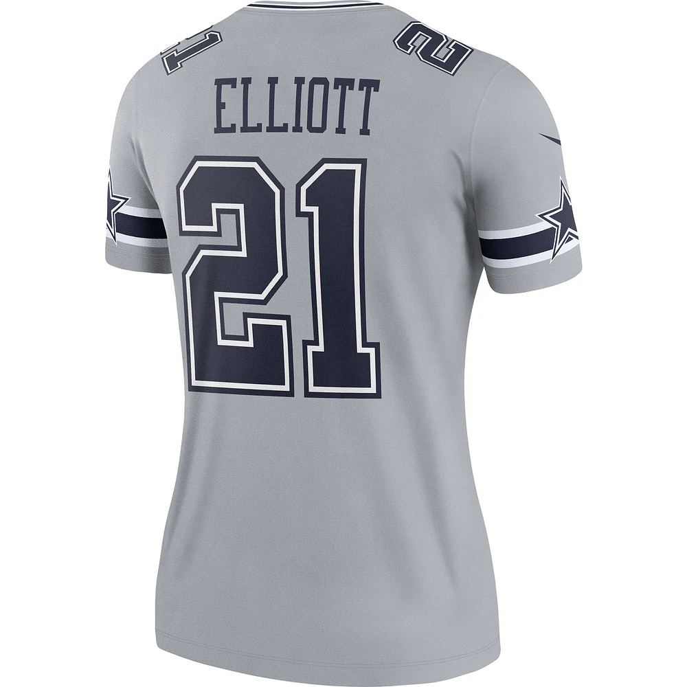 Haut de performance Nike Ezekiel Elliott gris Dallas Cowboys Inverted Legend Player pour femme